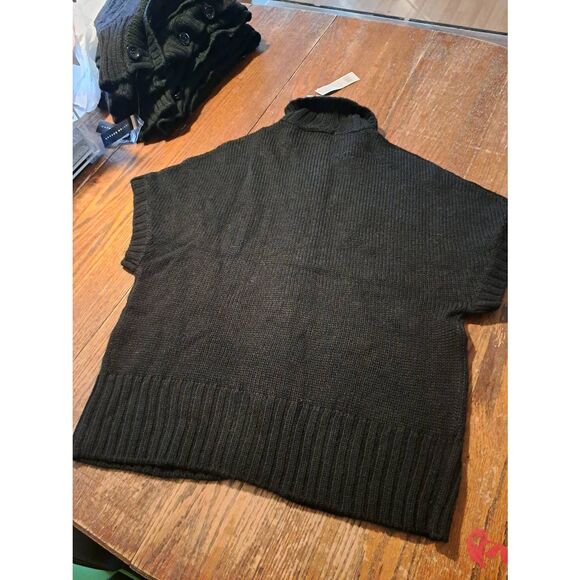 New Lauren Hansen Womens Size Large Black Button Front Knit Cable Sweater NWT - Picture 3 of 3